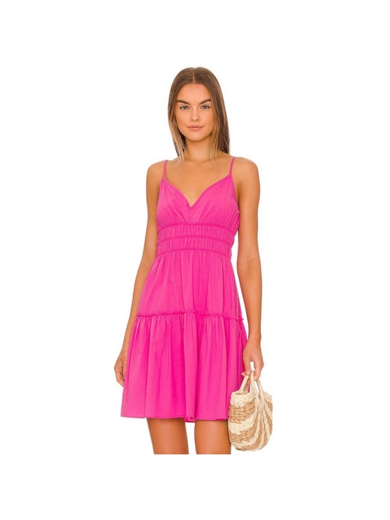 Rails Dresses & Skirts - Rails Carmen Dress Azalea Pink Smocked Tiered Mini Sundress Organic Cotton NWT L